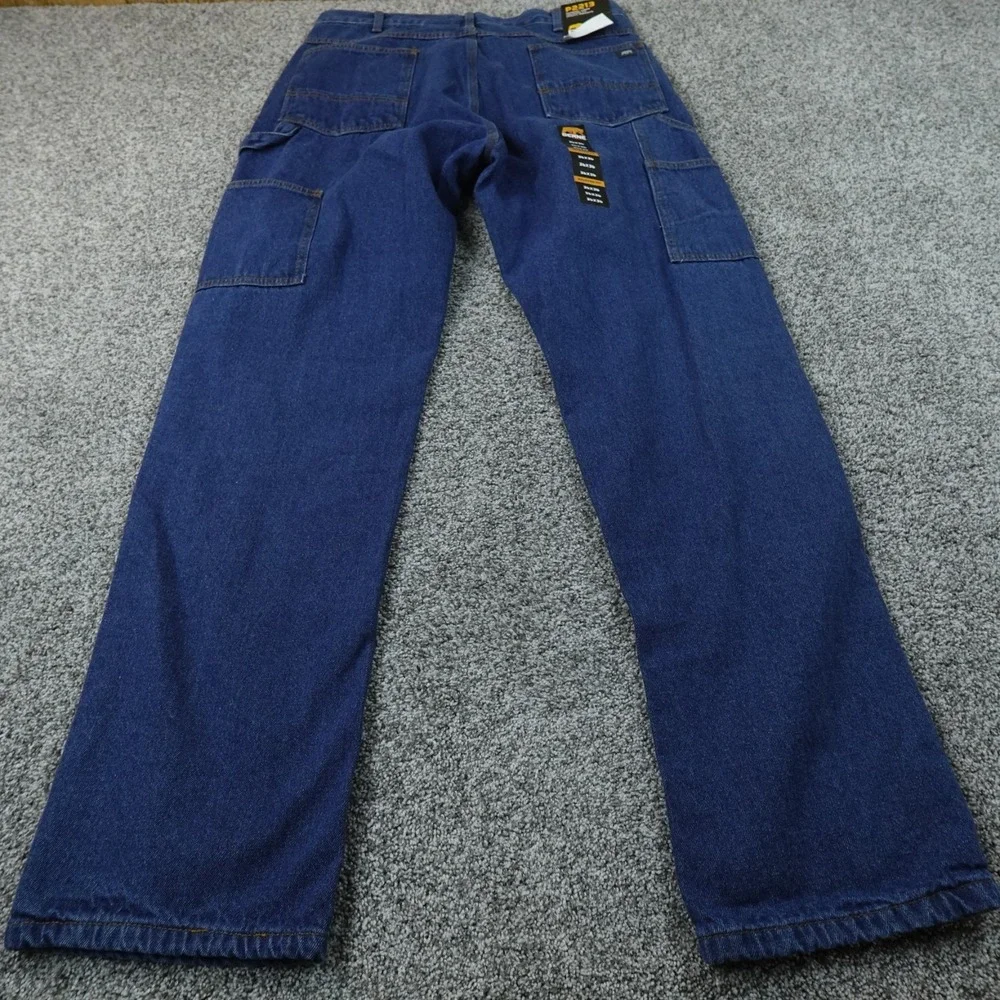 NEW Berne Jeans Mens 36X36 Blue Denim Pants Flannel Lined Carpenter Cargo Work